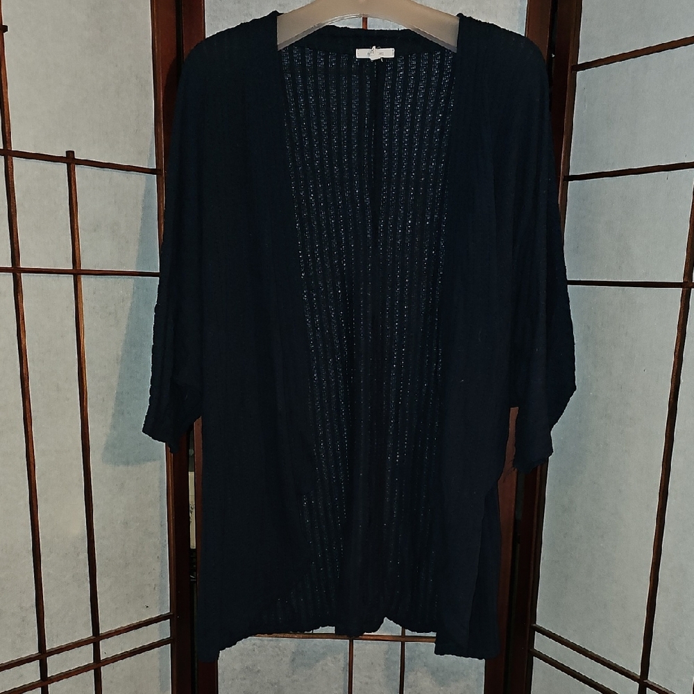 Maurices Women's Open-Front Short Sleeve Navy Knit Cardigan Sweater